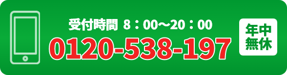 受付時間8:00～20:00 年中無休 0120-538-197